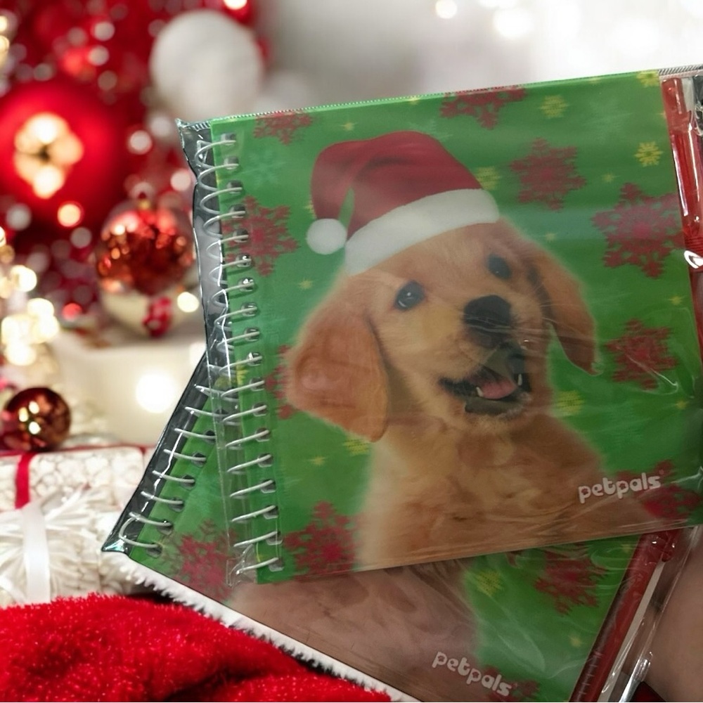 Holiday Golden Retriever Santa Hat Petpals Notebook & Pen SetChristmas